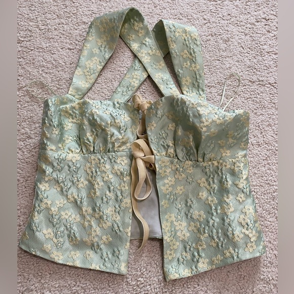 Reformation Azalea Top EUC Size 0 - Seafoam Floral - Picture 4 of 8